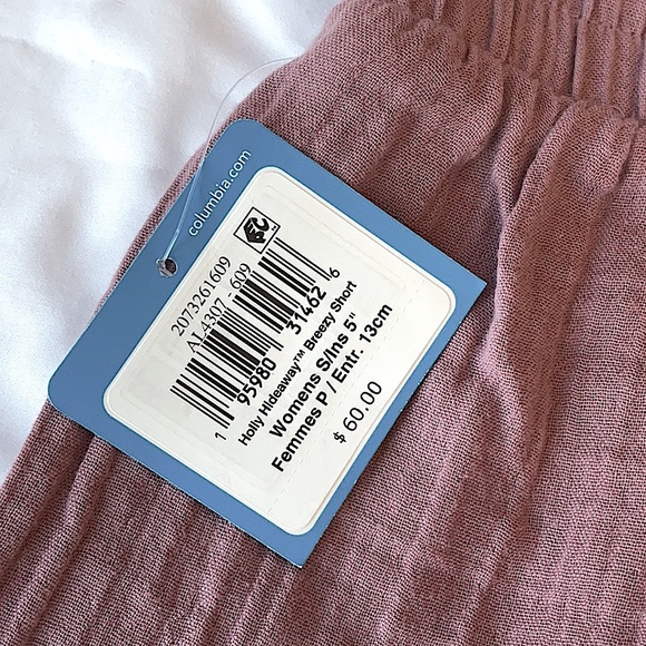 NWT Columbia Textured Mauve Shorts With 5 “ Inseam 3 Pockets Size Small - Picture 9 of 10